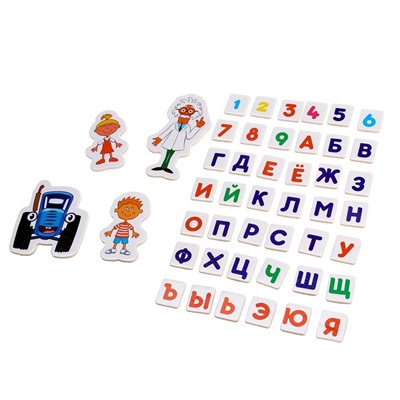 Игрушка деревянная «Синий трактор» магнитная доска «Учим алфавит»