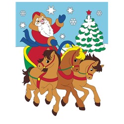 Картина по номерам на холсте "Дед Мороз на тройке лошадей" 20*25см (ХК-6054)