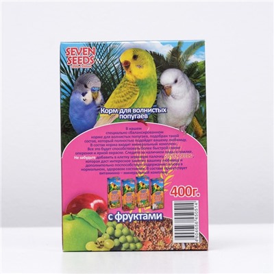 Корм Seven Seeds Special для волнистых попугаев, с фруктами, 400 г