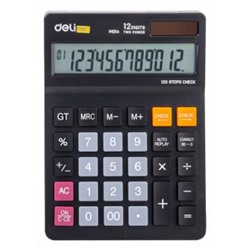 Калькулятор 12 разрядов EM01420 черный (1464684) Deli {Китай}