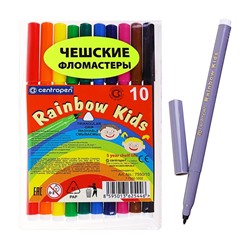 Фломастеры 10 цветов, 2.0 мм Centropen 7550 Rainbow Kids, линия 1.0 мм