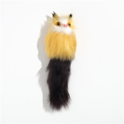 Игрушка для кошек "Кот-дружок", искусственный мех, корпус 7 см, жёлтая/чёрная