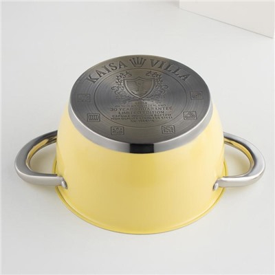 Набор посуды «Фрэш», 4 предмета: кастрюли 3,2/5,1 л, ковш 1,6 л, сковорода d=24 см, стеклянные крышки, цвет жёлтый