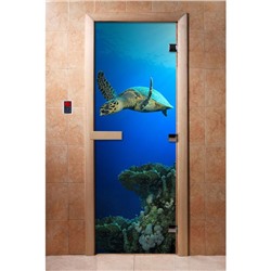 Дверь с фотопечатью, стекло 8 мм, размер коробки 190 × 70 см, правая, цвет А086