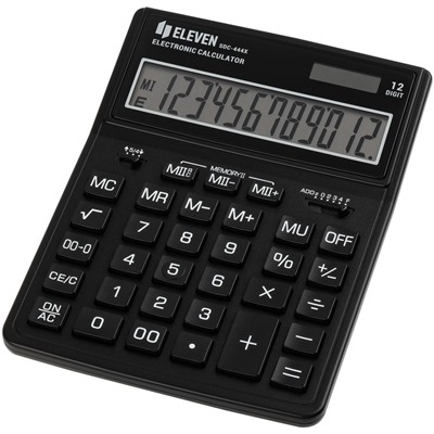 Калькулятор настольный ELEVEN SDC-444X-BK, 12-разрядный, 155*204*33мм, дв.питание, черный