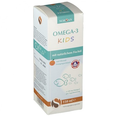 NORSAN (НОРСАН) Omega-3 Kids Омега-3 для детей от 2-х лет, для поддержки работы сердца и мозга с апельсиновым вкусом, 150 мл