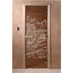 Дверь для бани стеклянная «Китай», размер коробки 190 × 70 см, правая, цвет бронза