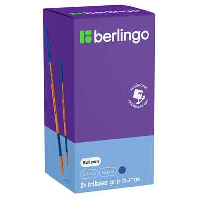 Ручка шар. Berlingo "Tribase grip orange" (CBp_70960) синяя, 0.7мм., грип
