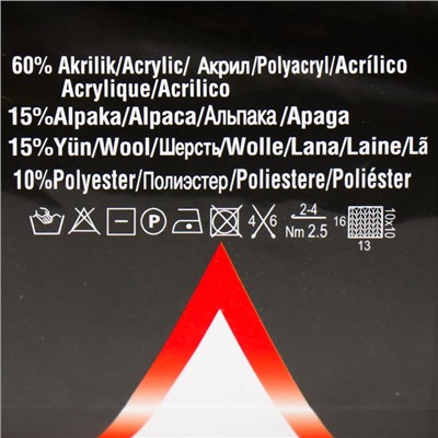 Пряжа "Rainbow" 15% альпака, 15% шерсть, 10% полиэстер, 60% акрил 875м/350гр (1010)