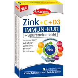 Schaebens Zink + Vitamin C + Vitamin D3 Tabletten 30 St. Комплекс Цинк, Витамин C и Витамин D3 30шт.