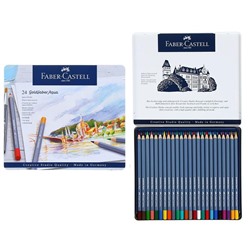 Карандаши акварельные набор 24 цвета, Faber-Castell Goldfaber Aqua, в металлическом пенале