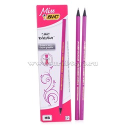 Карандаш ч/гр BIC "Miss Bic Evolution", HB, пластик., шестигран., корпус малиновый, заточ.,