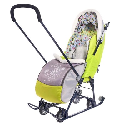 Санки-коляска «Наши детки 4-1», цвет серый с лимонным