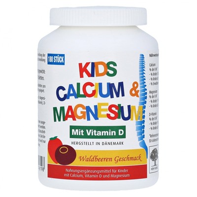 Kids Calcium & Magnesium Кидс Витамины с Кальцием, Магнием и D3 для детей от 3 лет, 180 шт