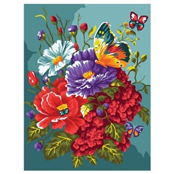 Картина по номерам на картоне "Бабочка на цветах" 30*40см (КК_53787) ТРИ СОВЫ, с акриловыми красками