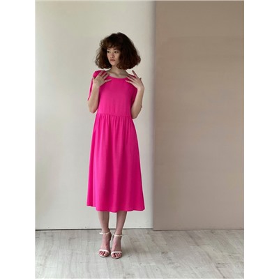 5880 Платье-миди ярко-розовое