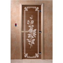 Дверь «Розы», размер коробки 190 × 70 см, левая, цвет бронза