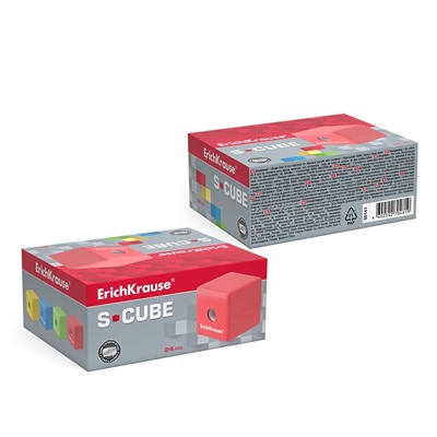 Точилка ErichKrause "S-Cube" (50141) 1 отверстие, с контейнером, цвет в ассорт.