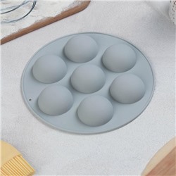 Форма для муссовых десертов и выпечки Доляна «Спортивные мячи», 15×1,5 см, ячейка d=4 см, цвет серый