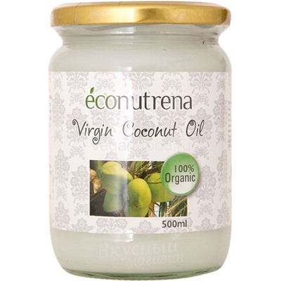Масло кокосовое органическое Virgin Coconut Oil Econutrena, 500 мл.