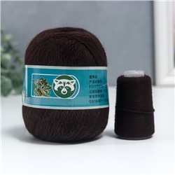 Пряжа "Mink wool" 90% пух норки,10% полиамид 350м/50гр + нитки (815 шоколад)