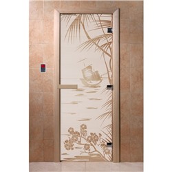 Дверь «Голубая лагуна», размер коробки 190 × 70 см, правая, цвет сатин