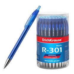 Ручка гелевая автомат. ErichKrause "R-301 Original Gel" (46698) синяя, 0.5мм, тонированный корпус