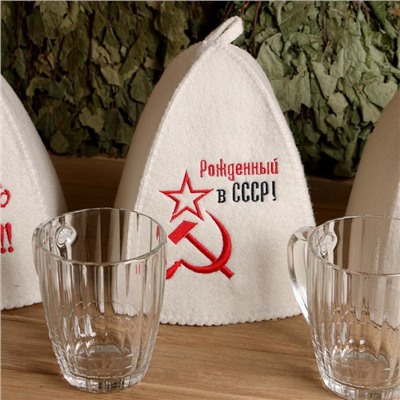 Набор Кружка СССР + шапка для бани МИКС