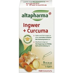 Altapharma Ingwer Curcuma Имбирь + Куркума питьевые ампулы для повышения иммунитета