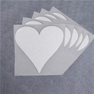 Светоотражающая термонаклейка «Сердце», 5 × 5 см, 5 шт, цвет серый
