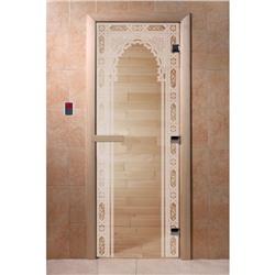 Дверь «Восточная арка», размер коробки 200 × 80 см, правая, цвет прозрачный