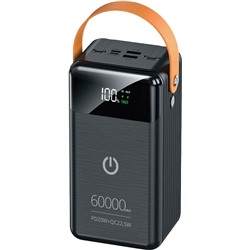 Аккумулятор внешний Perfeo "Power Bank Prodige" 60000 mAh, 5A (PF_C3697) PD + QC 3.0, LED дисплей, черный