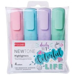 Набор текстовыделителей 4цв NEWtone PASTEL (062055) Хатбер {Китай}