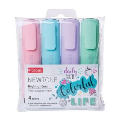 Набор текстовыделителей 4цв NEWtone PASTEL (062055) Хатбер {Китай}