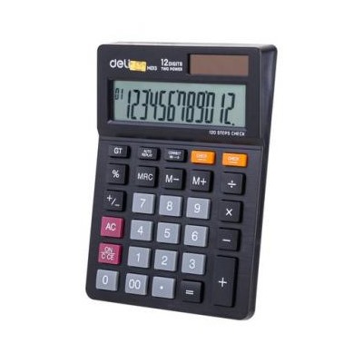 Калькулятор 12 разрядов EM01320 черный (1187623) Deli {Китай}