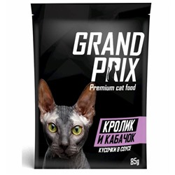 Влажный корм GRAND PRIX для кошек, кусочки в соусе кролик и кабачок, 85 г