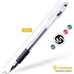 Ручка гелевая Crown черная 0.5мм (HJR-500RB) прозрачный корпус, грип