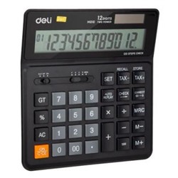 Калькулятор 12 разрядов EM01020 черный (1155285) Deli {Китай}