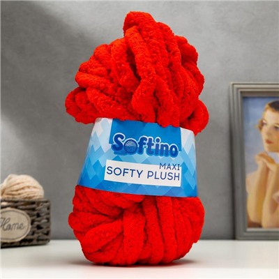 Пряжа фантазийная 100% полиэстер "Softy plush maxi" 250 гр 22 м гранатовый