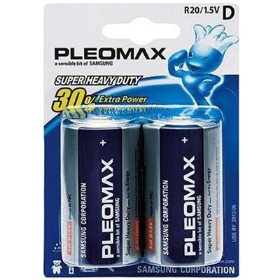Батарейка R20 "Samsung Pleomax" на блистере BL2