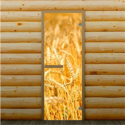 Дверь для бани и сауны "Пшеница", 190 х 67 см, с фотопечатью 6 мм Добропаровъ