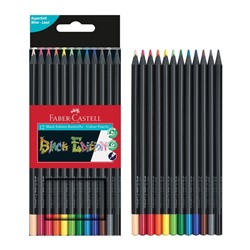 Карандаши цветные Faber-Castell Black Edition, 12 цветов, трехгранные, черное дерево, заточенные, в картонной коробке