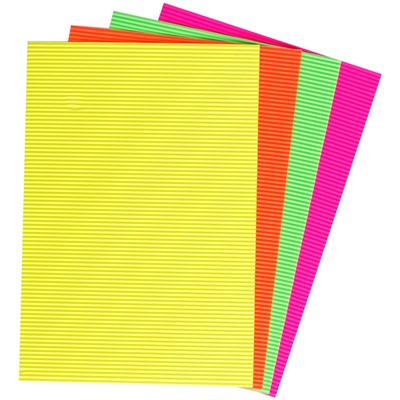 Цветной картон Мульти-Пульти гофрированный А4  4л. 4цв., флуоресцентный (КГф4А4_16862)