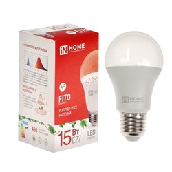 Фитосветильник светодиодный IN HOME , 15 Вт, 230 В, Е27, LED-A60-FITO