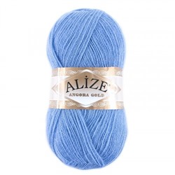 Пряжа для вязания Ализе AngoraGold (20%шерсть, 80%акрил) 100гр цвет 040 голубой