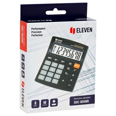Калькулятор настольный ELEVEN SDC-805NR, 8-разрядный, 127*105мм, черный