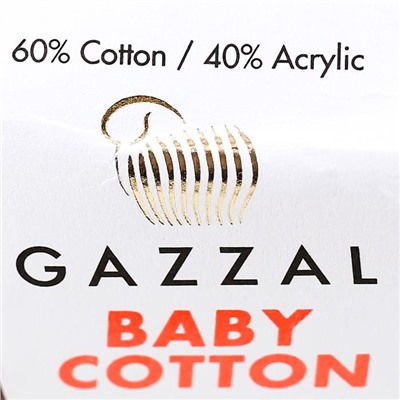 Пряжа "Baby Cotton" 60% хлопок, 40% полиакрил 165м/50гр (3436 коричневый)