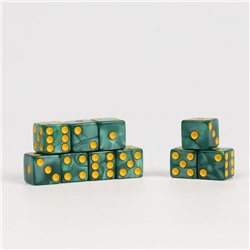 Набор кубиков игральных "Время игры", 10 шт, 1.6 х 1.6 см, зеленые