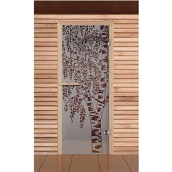 Дверь для бани и сауны стеклянная "Берёзка", 190х67, 6мм, сатин