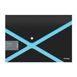 Папка с кнопкой А4 Berlingo "xProject" черно-голубая (EFb_A4231) 300 мкм